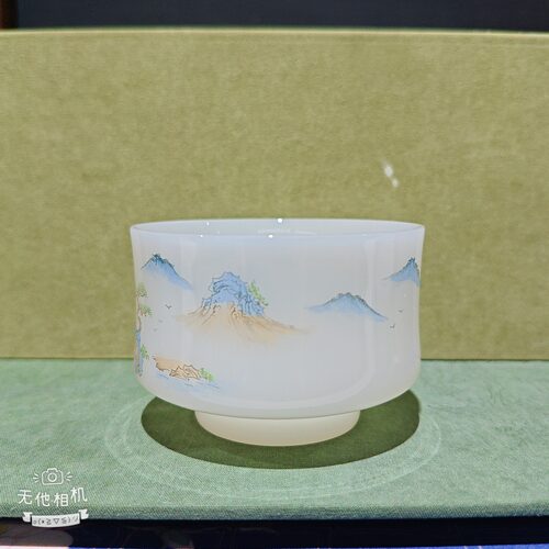 将军杯山水品茗杯手绘陶瓷茶具居家品茗轻奢雅致功夫茶道居家雅致