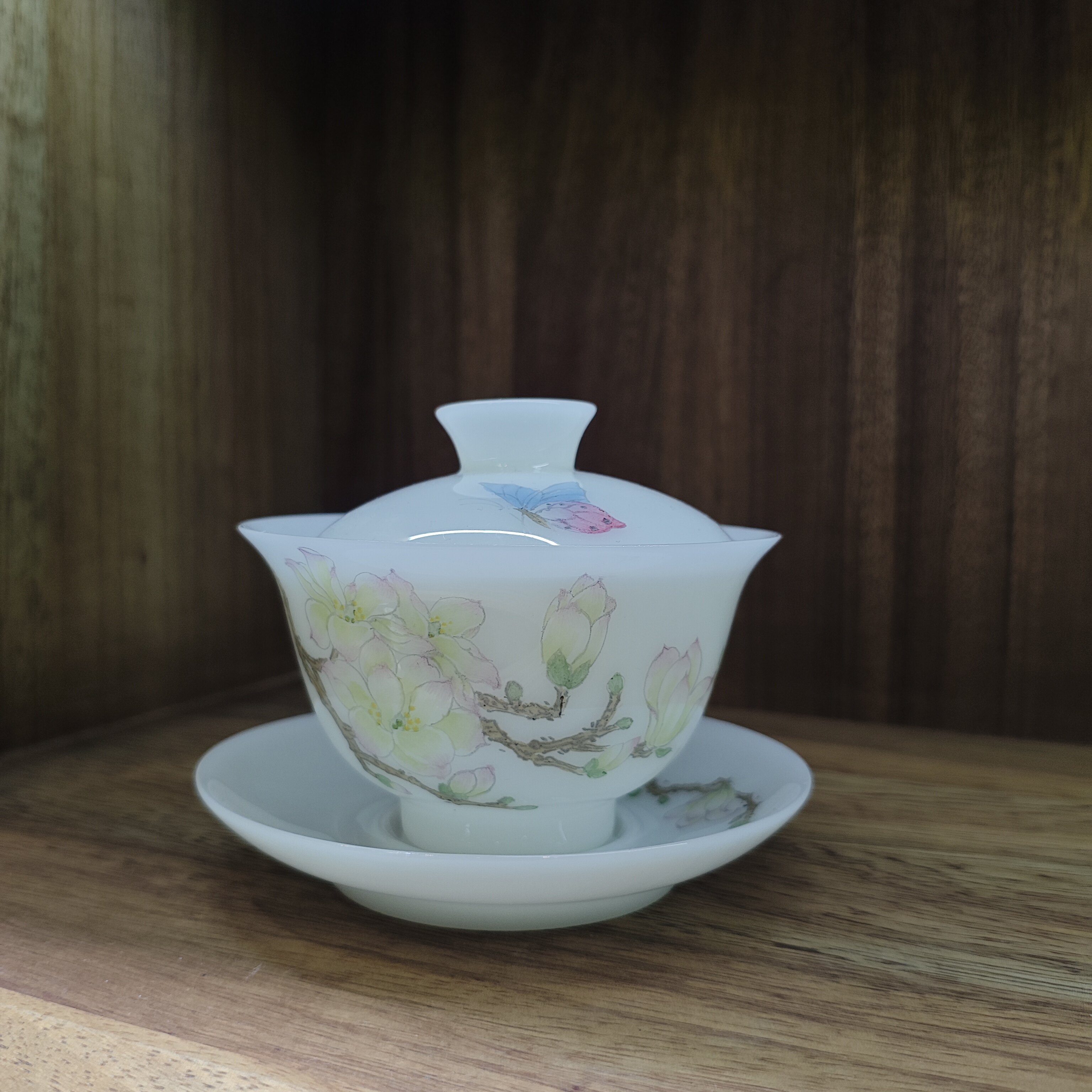 新潮手绘花卉陶瓷盖碗茶具