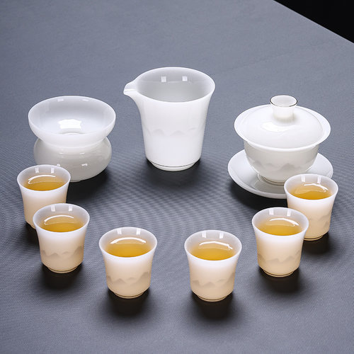 2026轻奢冰种羊脂玉瓷茶具套装
