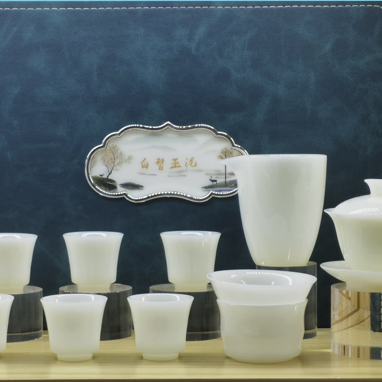 白皙玉泥小盖碗美人杯套组米黄手绘陶瓷茶具居家品茗轻奢雅致精品