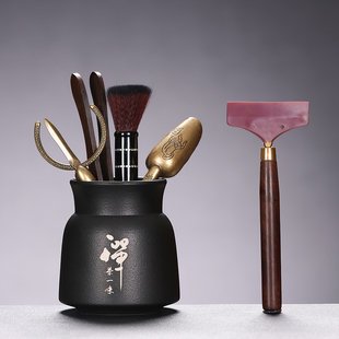 茶道六君子禅茶一味茶具配件用品大全收纳筒泡茶工具茶刮茶道配件
