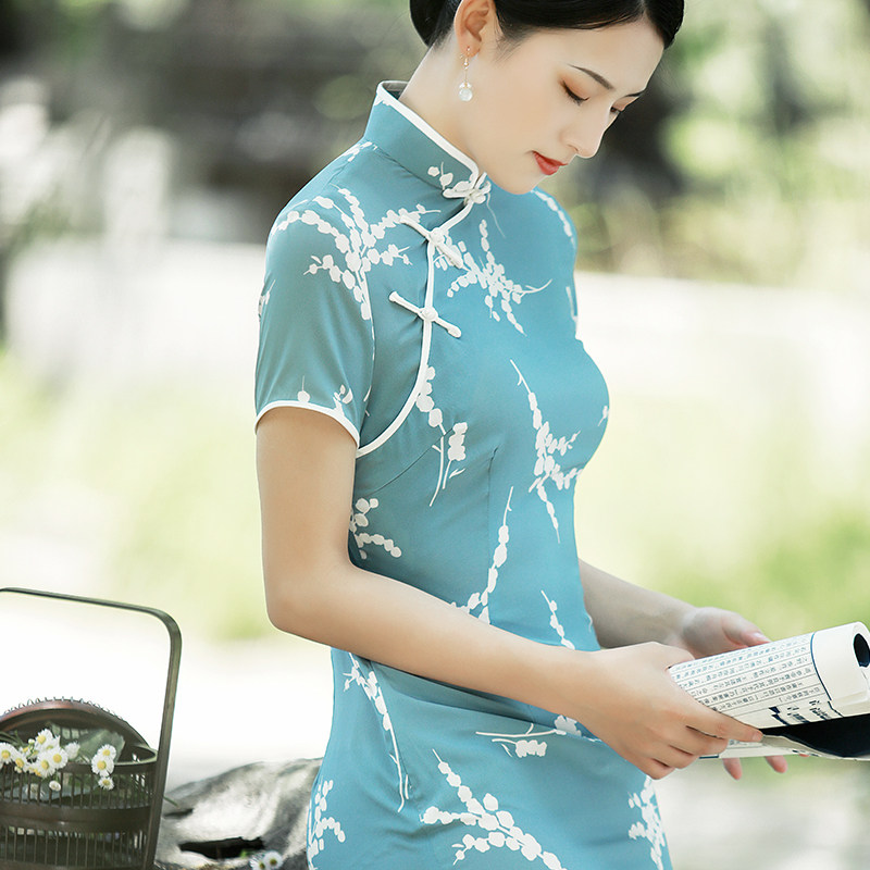 【真丝旗袍】兰庭芳菲_唐墨风雅优雅传统真丝复古年轻夏季旗袍