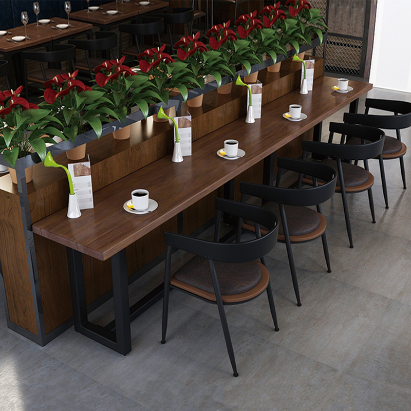 工业风餐桌椅组合餐饮汉堡店小方桌美式奶茶店餐厅实木铁艺长条桌