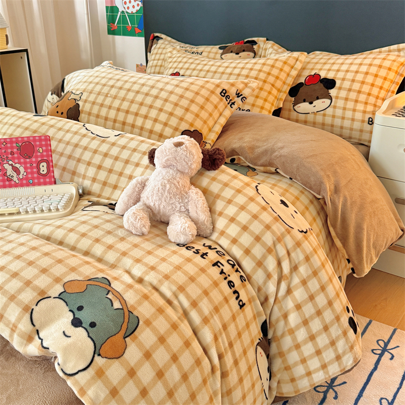 一米八乘两米牛奶绒四件套