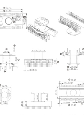 ER39 EC39高频变压器PC44磁芯电木骨架立式22+22针排距25mm