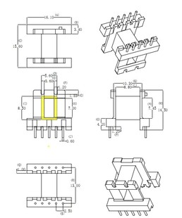 EE1607加厚骨架磁芯 卧式5+5针变压器材料 可代开研磨气隙