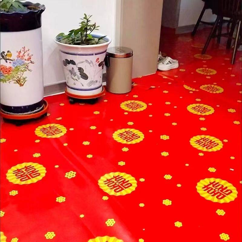 结婚生日地贴一次性婚庆PVC地板革家用红色卧室防水地胶保护地板