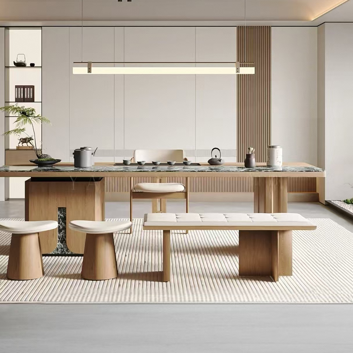 宋式美学高端定制黑胡桃木茶桌椅禅意酒店办公室泡茶台设计师同款