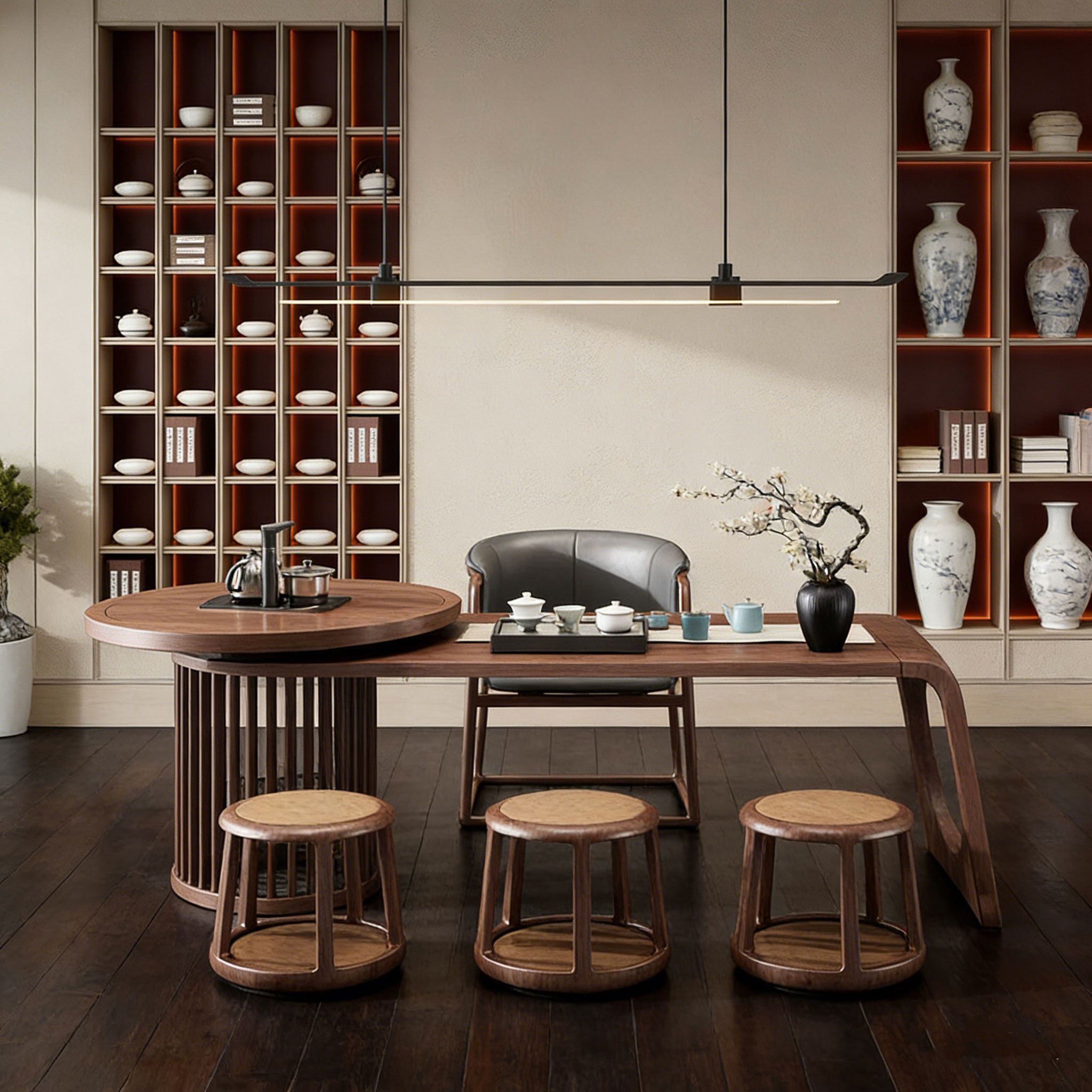 宋式美学家用客厅黑胡桃木茶桌椅岩板高端定制茶台设计师同款家具,住宅家具,家用茶台/茶桌,淘宝优惠券,粉丝福利购,淘宝优惠卷