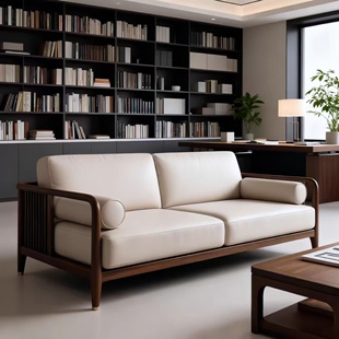 高端定制宋式美学黑胡桃木接待沙发设计师同款办公室酒店民宿家具