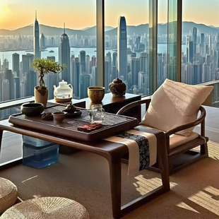 宋氏美学黑胡桃木泡茶桌设计师同款矮桌飘窗阳台高端定制茶艺茶台