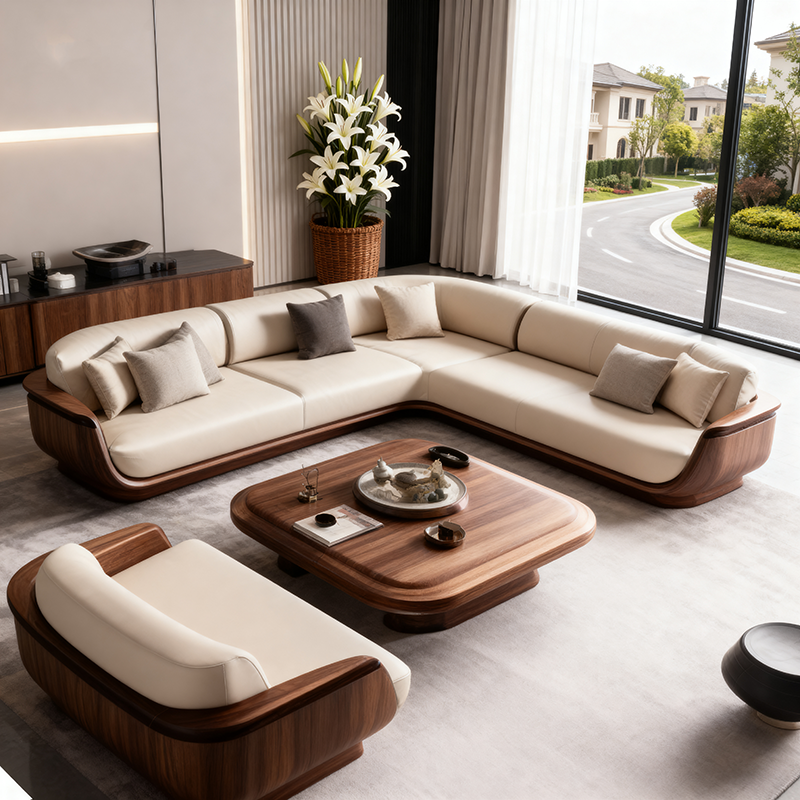 设计师同款宋式美学黑胡桃木沙发别墅办公室民宿接待高端定制家具