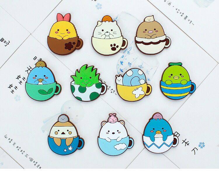 软胶贴片饰品diy手工发饰冰箱贴等配件图案团子卡通角落生物杯子