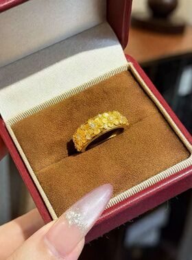 香港纪梵哲沙金饰品点钻繁花似锦指环活口轻奢高级仿真金小花戒久