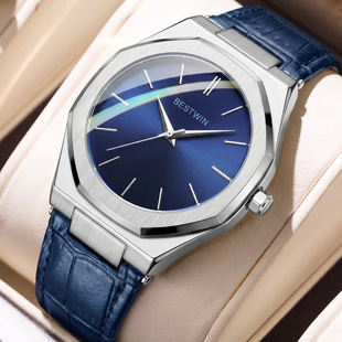 外贸 wristwatch跨境手表男博士通BESTWIN蓝皮带时尚石英男表