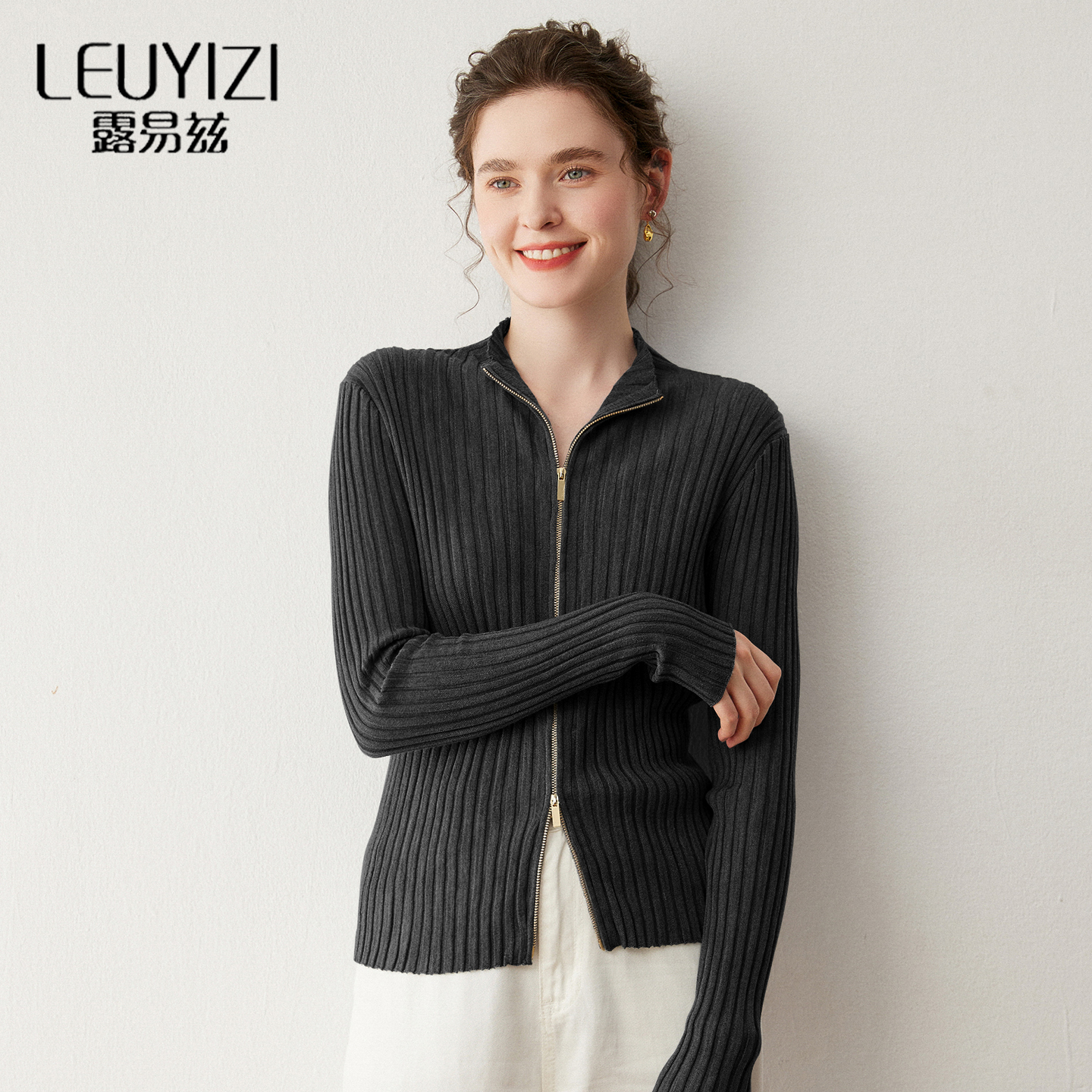 羊毛针织衫女立领薄款