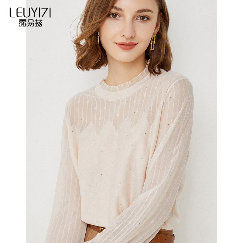 羊毛针织衫女羊烫钻设计感