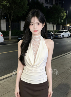 法式气质绝美镂空蕾丝拼接假两件无袖背心女2026夏季新款修身上衣