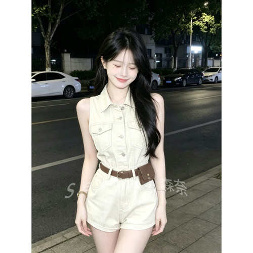 夏季牛仔两件套女工装风显瘦