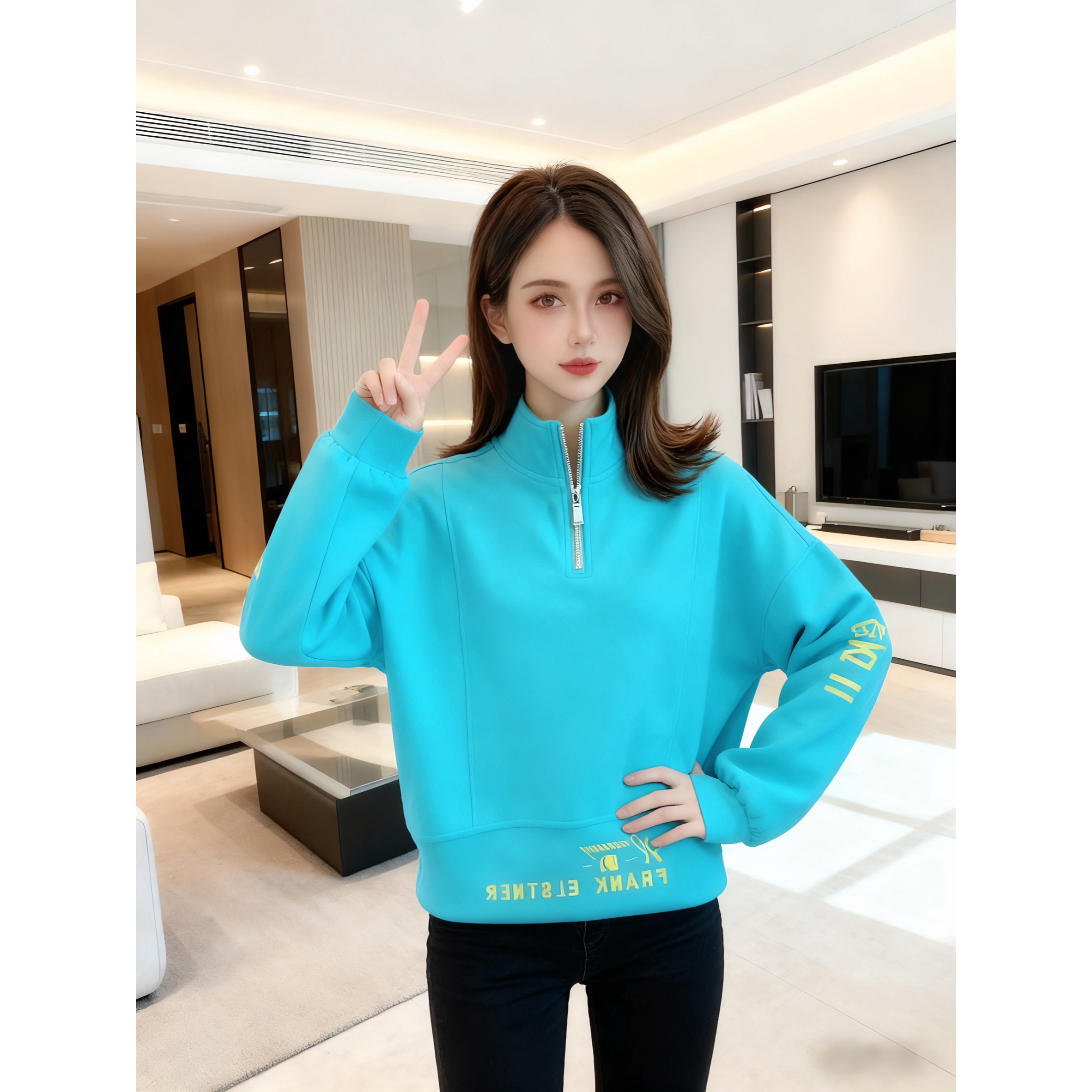 半高领拉链2025秋冬新款毛针织衫