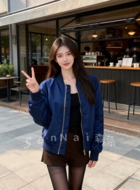 今年流行藏蓝色棒球服外套女2025冬季新款独特超好看夹克拉链上衣