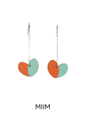 MIIMX对影之心耳环小众设计夸张艺术气质手工牛皮几何纯银耳饰