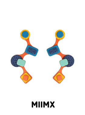 MIIMX“ 岛”系列独立设计师夸张艺术气质手工牛皮耳环925银