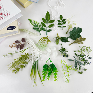 水草玫瑰葉婚慶花墻裝 仿真綠色葉子 飾胸花手腕花diy手工配件輔料