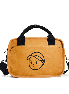 FINERWORLD湿水牛皮纸斜挎包情侣方包邮差包公文包手提包拉链帆布