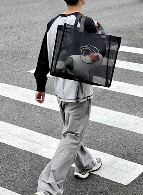 FINERWORLD网纱半透明透气运动包托特包单肩包健身户外手提包尼龙