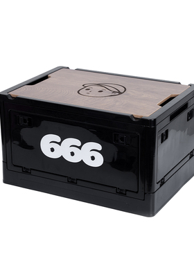 FINERWORLD露营户外家居摆件折叠收纳箱木质盖储物箱车载后备箱