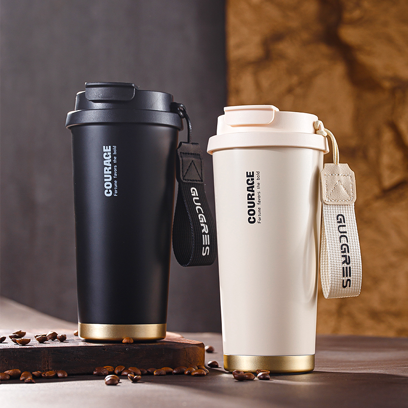 高级感咖啡杯陶瓷内胆大容量保温杯学生上学专用水杯车载杯子男女