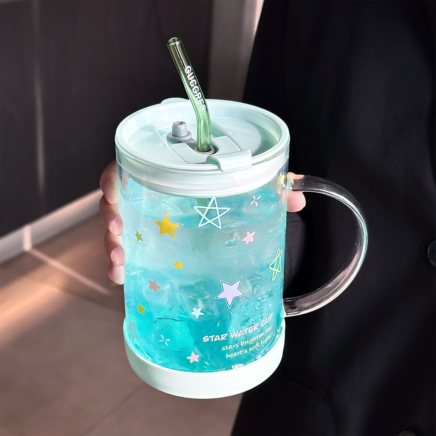 “一闪一闪”夏日星星吸管玻璃杯