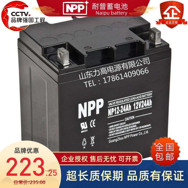 NPP耐普蓄电池 NP12-24Ah/12V24AH直流屏EPS 12伏24安时UPS大电瓶