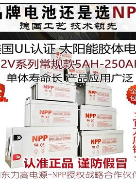 NPP耐普蓄电池12伏NPG12V65A24a38ah17a100ah200安太阳能胶体电瓶
