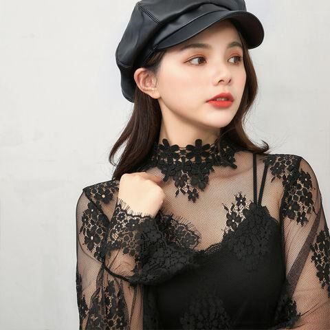 百搭隐形网红雷打底衫女女子亮丝春秋蕾丝网纱长袖可爱半高领套头|ruв категории Женская одежда, кружева свитер/шифон рубашка - от Buy2taobao.com для оказания профессиональной услуги покупки агента Taobao