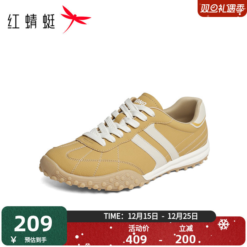 红蜻蜓男鞋2025秋季新款厚底潮流运动休闲鞋子男士外穿圆头德训鞋