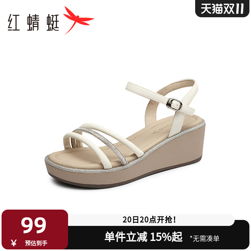 红蜻蜓凉鞋女2024新款夏季外穿