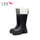 英伦风撞色拼接时装 红蜻蜓厚底长筒靴冬季 女鞋 靴休闲靴子