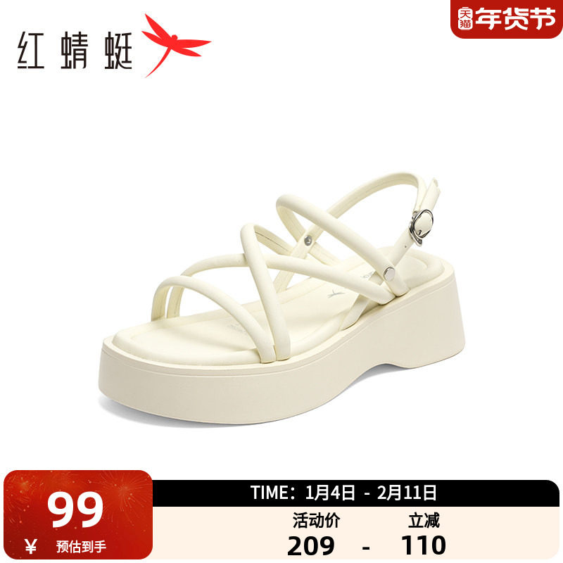 红蜻蜓休闲厚底凉鞋女新款罗马凉鞋子外穿松糕海边运动沙滩鞋,女鞋,休闲凉鞋,淘宝优惠券,粉丝福利购,淘宝优惠卷