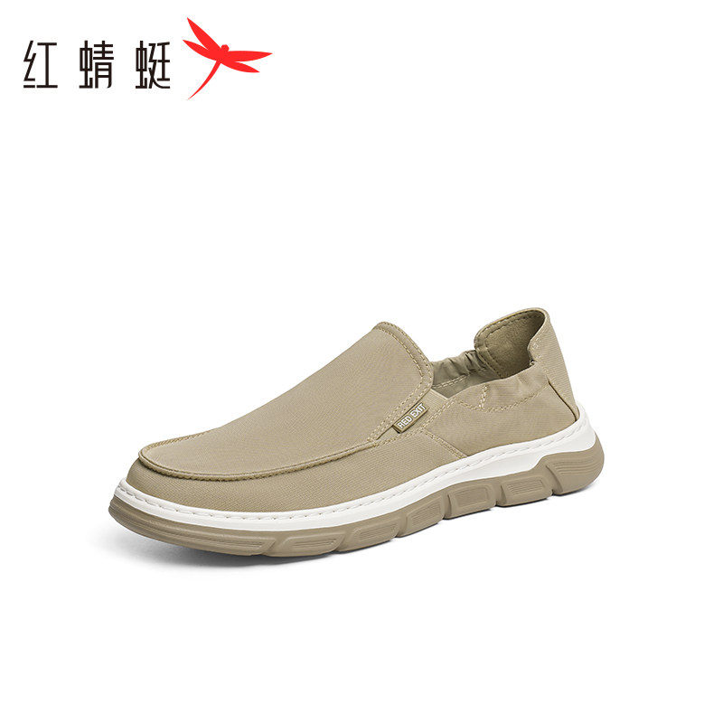 红蜻蜓布鞋2025春季新款男鞋一脚蹬平底休闲鞋懒人外穿通勤鞋子男
