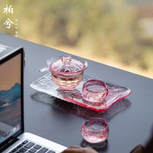冰露玻璃冰冻烧盖碗茶杯冰川纹功夫茶具套装家用冰冻烧泡茶手抓壶