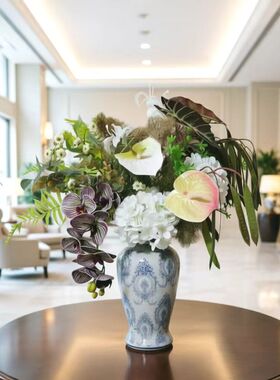 青岚设计师花束仿真花假花摆设客厅餐桌玄关酒店前台装饰品新中式