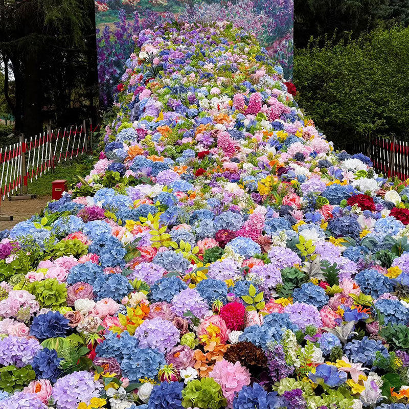 莫奈花园仿真花婚庆森系花瀑布婚礼布置路引T台绢花假花摄影道具