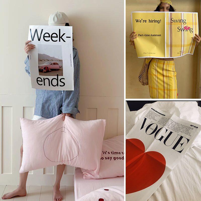 写真婚纱拍照道具ins网红装饰背景报纸街拍模特手拿大牌外文报纸