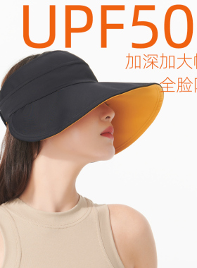户外夏季遮阳帽女防晒帽子防紫外线骑车大檐遮脸无顶透气可折叠