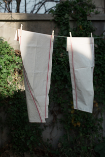 复古董感 法式 厚实棉麻茶桌巾 天然无漂 NfT 包邮 乡村红线条餐布