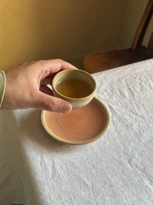 NfT 中古土陶手工捏制杯碟 茶碟