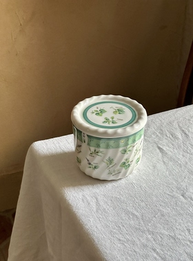 NfT 中古绿色螺纹密封罐 储藏罐 茶叶罐