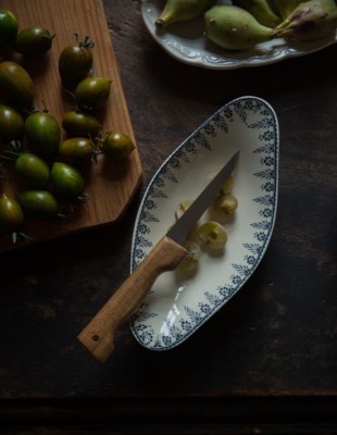 切薄片古董感水果刀实木柄乡村风